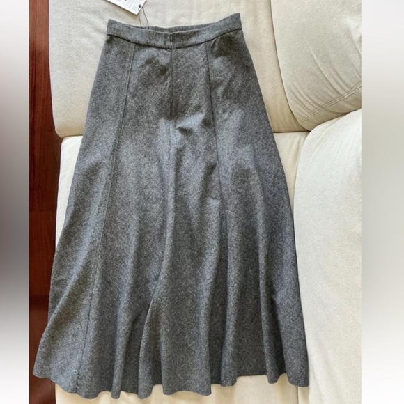 ZARA Wool blend cape skirt Midi A-line silhouette ZW collection Gray size XS NWT - Picture 11 of 12